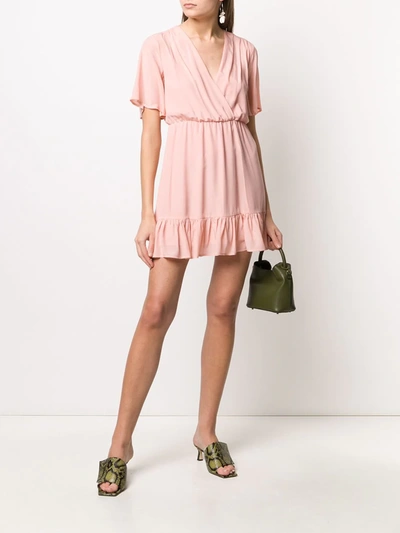 Shop Liu •jo Wrap Front Gathered Detail Dress In Pink