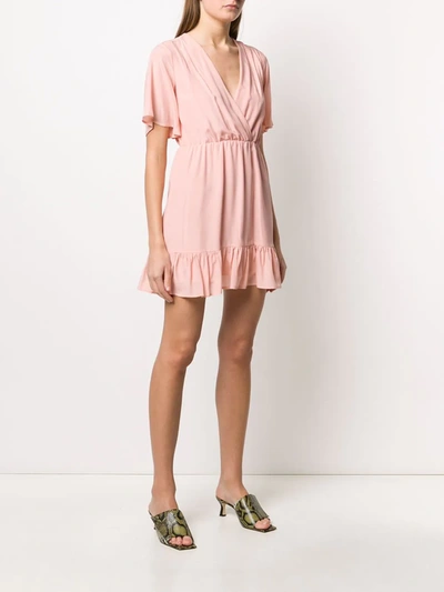 Shop Liu •jo Wrap Front Gathered Detail Dress In Pink