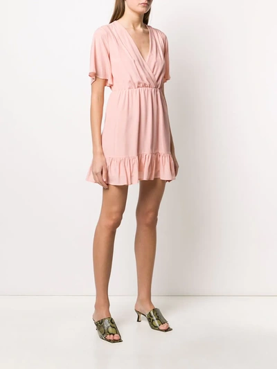 Liu •jo Wrap Front Gathered Detail Dress In Pink