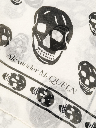 Shop Alexander Mcqueen All-over Skull Print Scarf In White