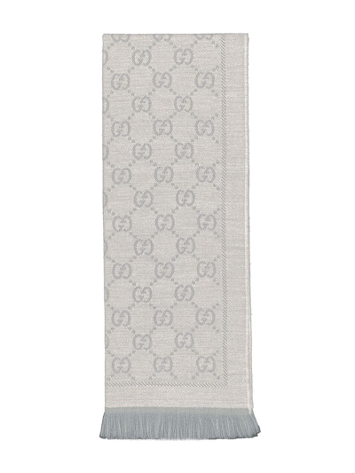 Gucci Gg Jacquard Knit Scarf In Grey