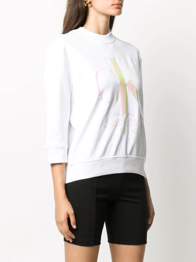 Shop Calvin Klein Jeans Est.1978 Logo Print Sweatshirt In White