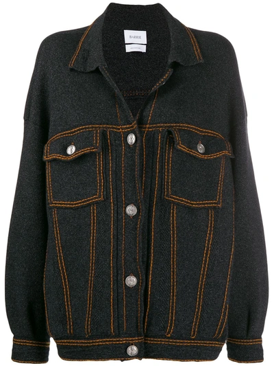 Shop Barrie Contrast-stitch Knitted Jacket In Black