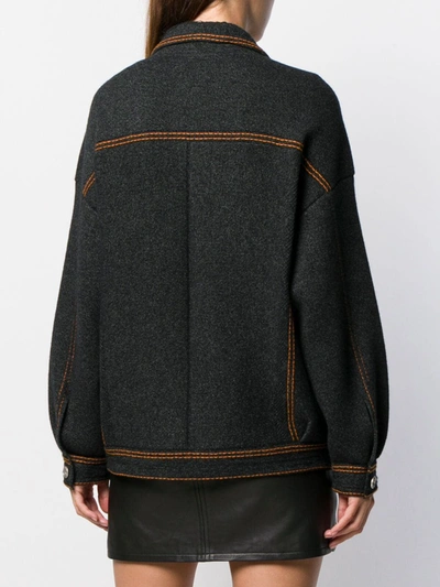 Shop Barrie Contrast-stitch Knitted Jacket In Black