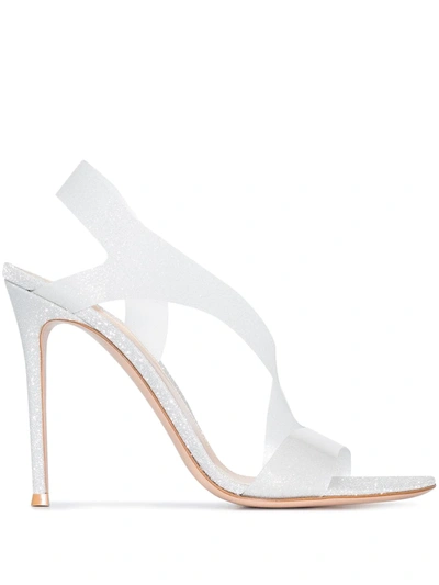 Gianvito Rossi Metropolis Transparent-strap Leather Heeled Sandals In Silver