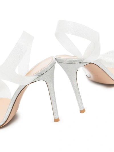 Gianvito Rossi Metropolis Transparent-strap Leather Heeled Sandals In Silver