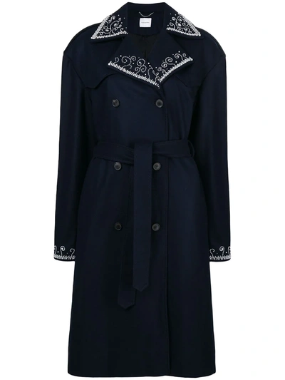 Shop Magda Butrym Double Breasted Trench Coat In Blue