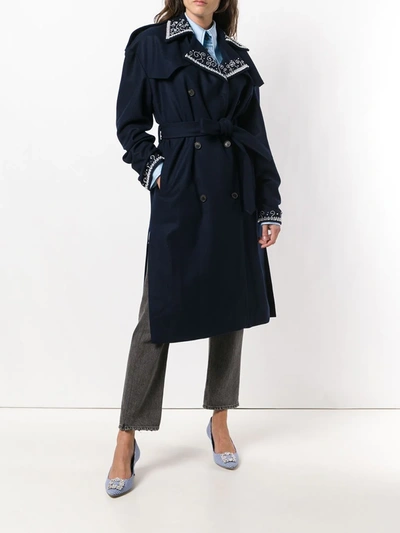 Shop Magda Butrym Double Breasted Trench Coat In Blue