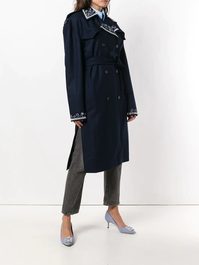 Shop Magda Butrym Double Breasted Trench Coat In Blue