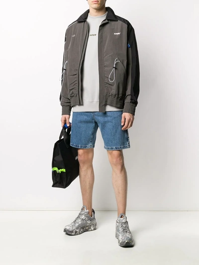 Shop Ader Error Colour-block Logo Bomber Jacket In Grey