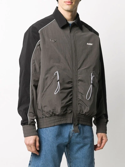 Shop Ader Error Colour-block Logo Bomber Jacket In Grey