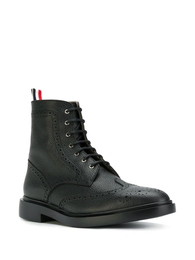 Thom Browne Wingtip Ankle Boots In Black