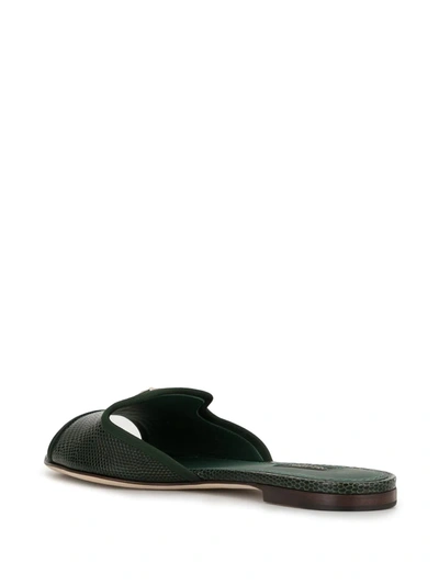 Shop Dolce & Gabbana Lizard-effect Slip-on Sandals In Green