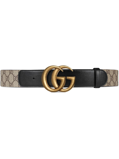 Shop Gucci Gg Supreme Buckle Belt In Neutrals