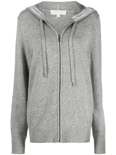 Shop Michael Michael Kors Zip-through Hooded Sweater In Grey
