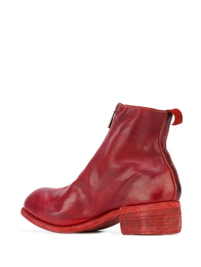 Shop Guidi Front Zip Ankle Boots In Red