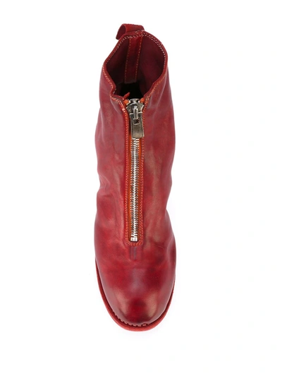 Shop Guidi Front Zip Ankle Boots In Red