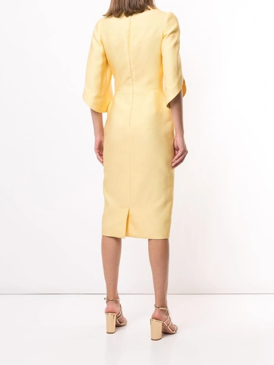 Shop Saiid Kobeisy V-neck Front Button Dress In Yellow