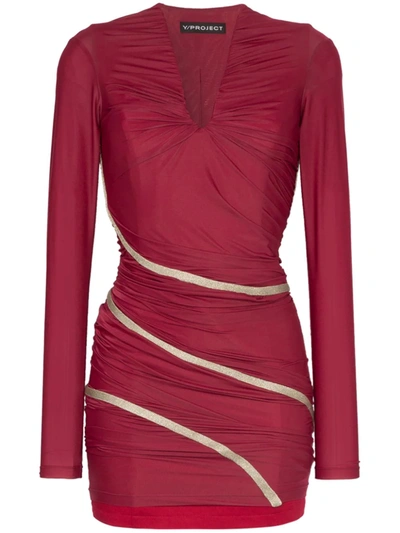 Y/project Fitted Draped Maxi Dress In Red