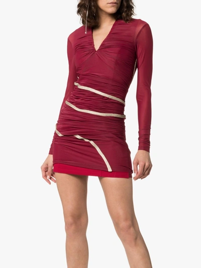 Y/project Fitted Draped Maxi Dress In Red