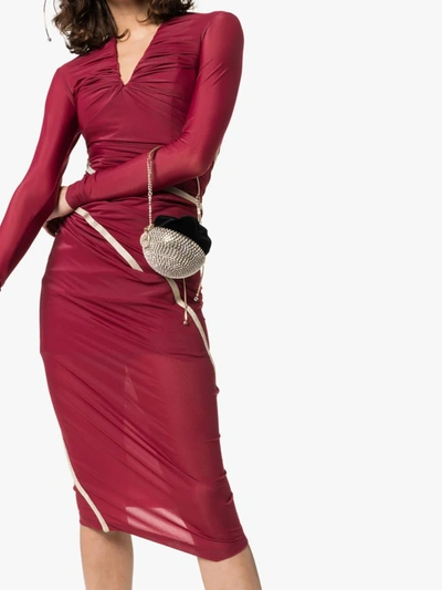 Y/project Fitted Draped Maxi Dress In Red