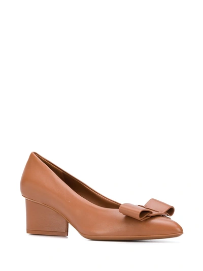 Ferragamo Viva Leather Pumps In Brown