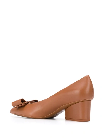 Ferragamo Viva Leather Pumps In Brown