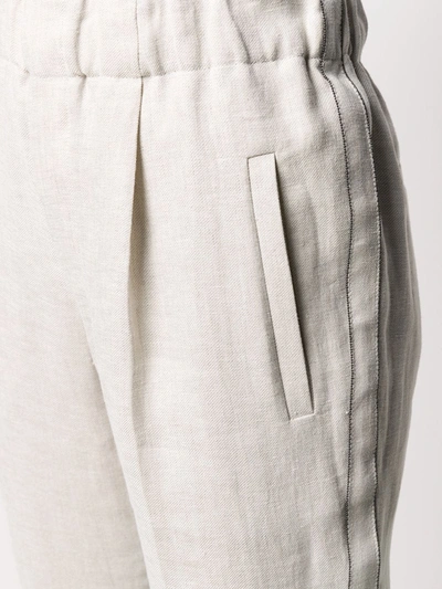 Shop Brunello Cucinelli Brass-embellished Cropped Trousers In Neutrals