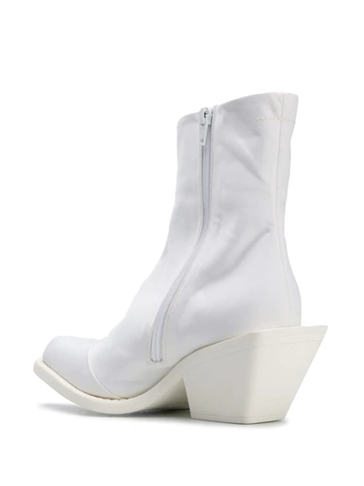 Mm6 Maison Margiela Logo Patch Ankle Boots In White