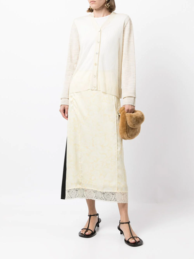 Jil Sander Sheer Panel Cardigan In Neutrals