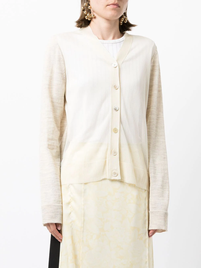 Jil Sander Sheer Panel Cardigan In Neutrals