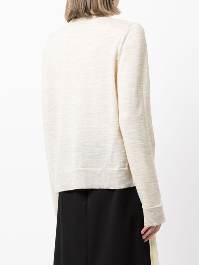 Jil Sander Sheer Panel Cardigan In Neutrals
