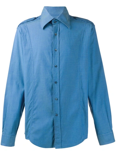 Pre-owned Gucci 1990's Epaulettes Shirt In Blue