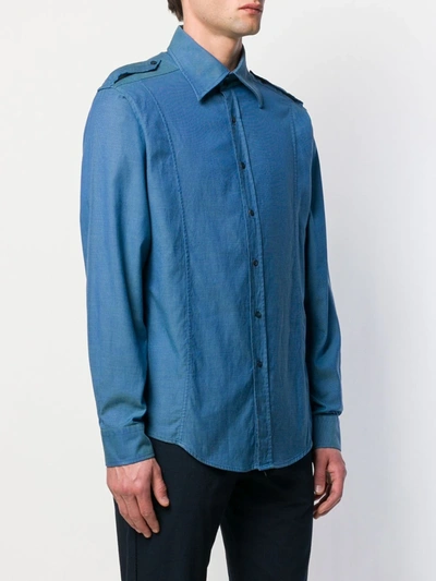 Pre-owned Gucci 1990's Epaulettes Shirt In Blue