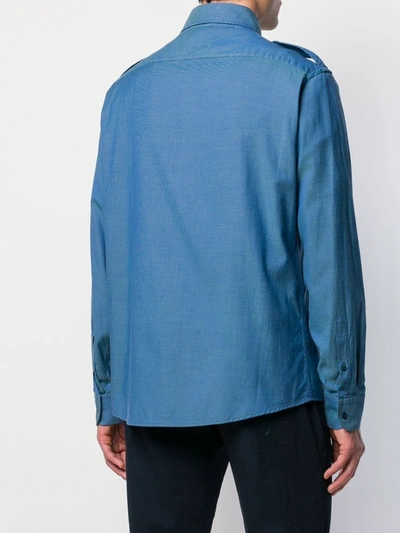 Pre-owned Gucci 1990's Epaulettes Shirt In Blue