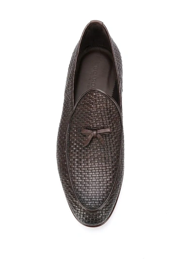 Shop Scarosso Henri Brown Woven Loafers