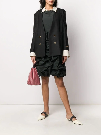 Shop Patou Collarless Double-breasted Blazer In Black