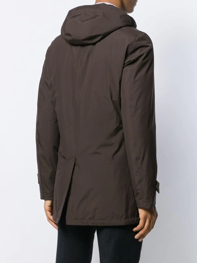 Shop Herno Hooded Parka Coat In Brown