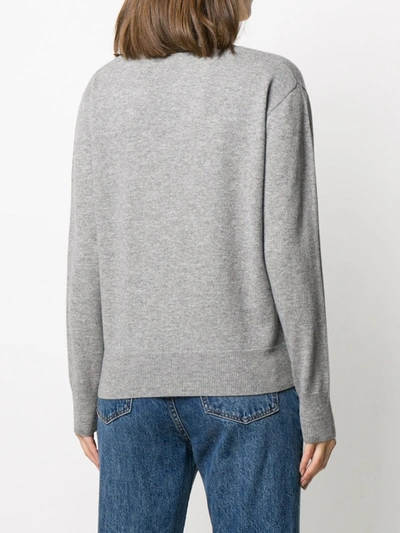 Shop Sandro V-neck Wool-cashmere Jumper In Grey