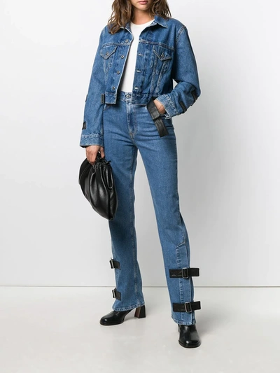 Shop Helmut Lang Strap Bootcut Jeans In Blue