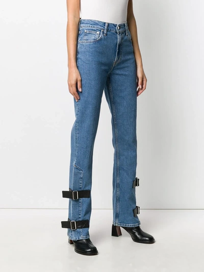 Shop Helmut Lang Strap Bootcut Jeans In Blue