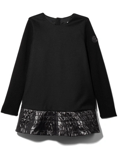 Shop Moncler Long Sleeve Straight Dress In Black