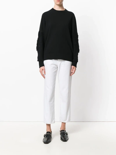 Barrie Romantic Timeless Cashmere Round Neck Pullover In Black