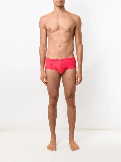 Shop Amir Slama Belt Detail Swim Trunks In Pink