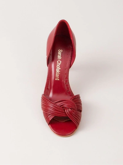 Shop Sarah Chofakian Open-toe Pumps In Red