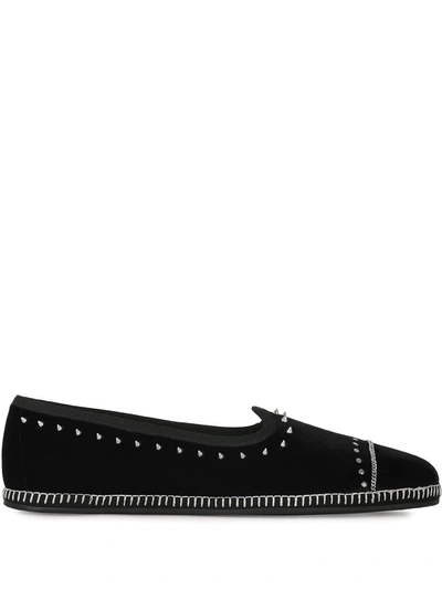 Shop Giuseppe Zanotti Studded Velvet Loafers In Black