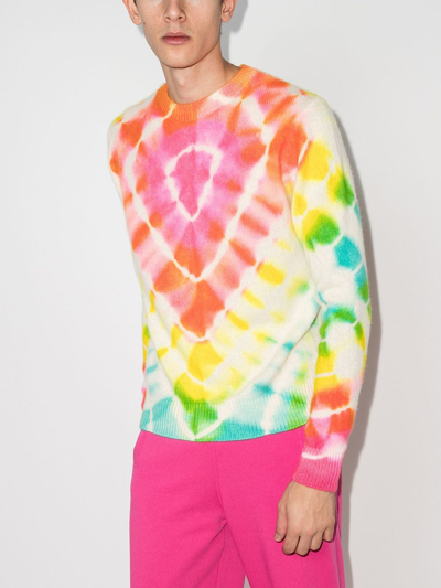 Shop The Elder Statesman Burst Tie-dye Cashmere Jumper In Gelb