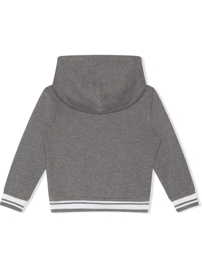 Shop Dolce & Gabbana Embroidered Zip-up Hoodie In Grey