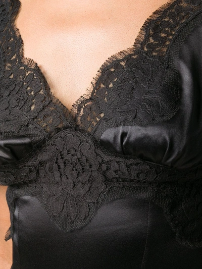 Shop Dolce & Gabbana Lace-trim Satin Top In Black