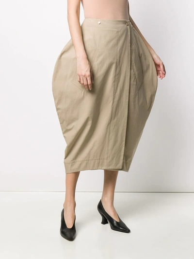 Shop Bottega Veneta Voluminous Midi Skirt In Neutrals